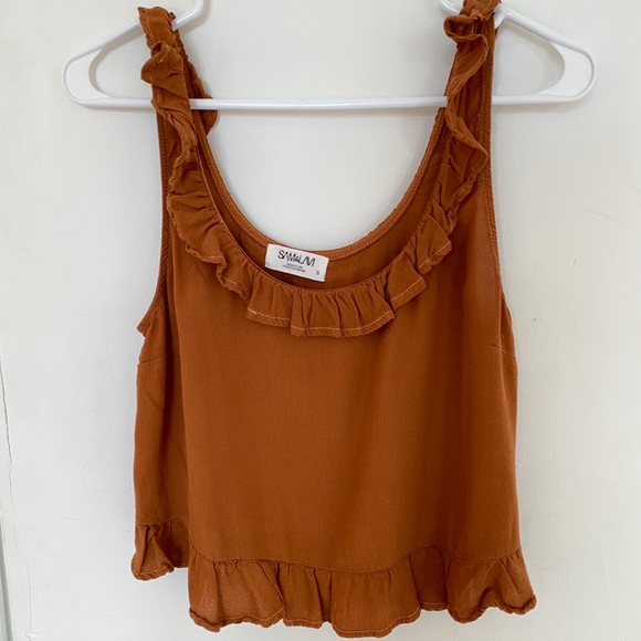 Cognac Two Piece Ruffle Tank/Short Set - Picture 3 of 7